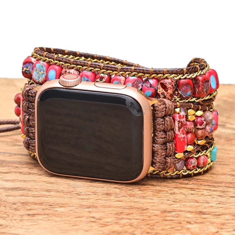Cherry Emperor Jasper Apple Watch Strap