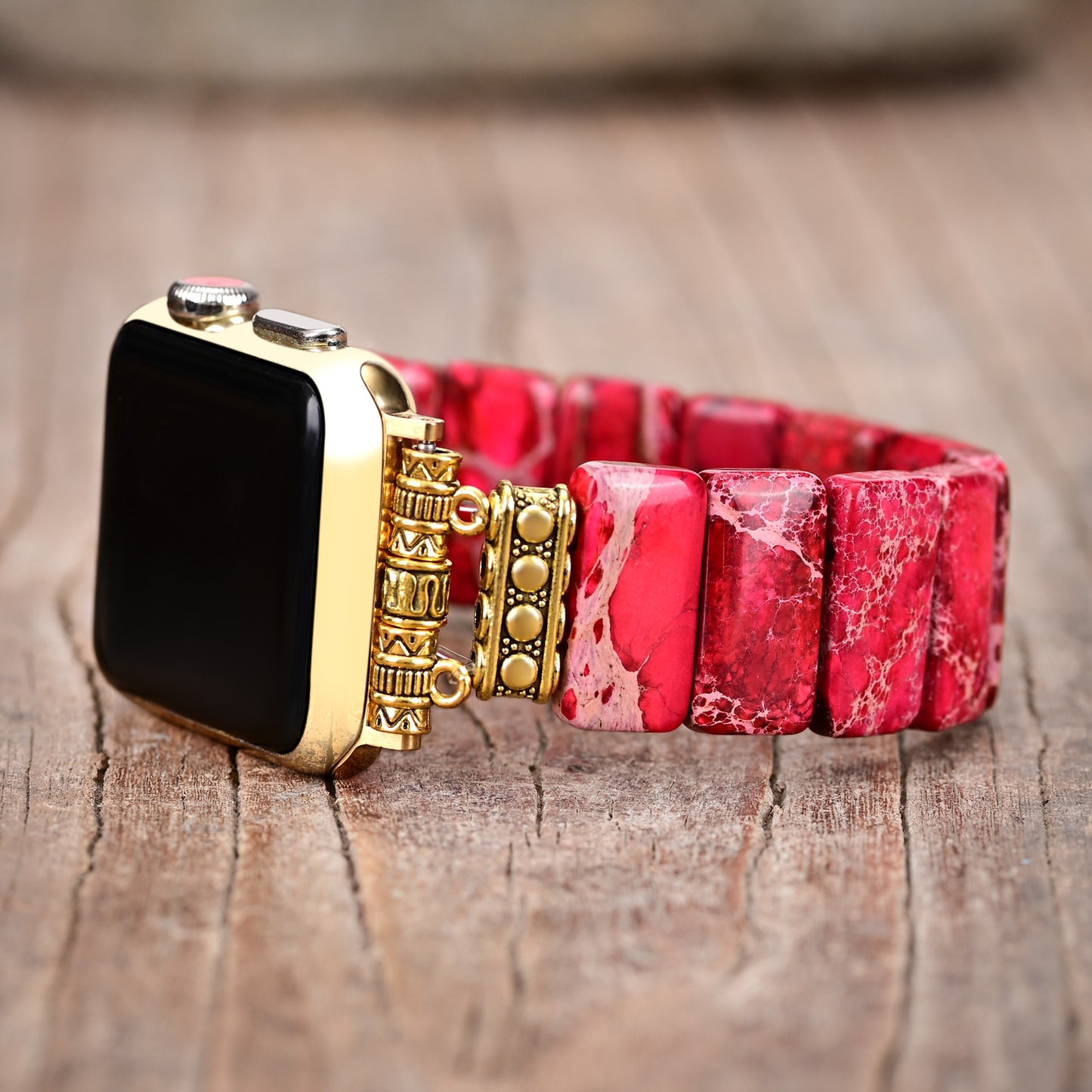 Scarlet Tibetan Jasper Stretch Apple Watch Strap