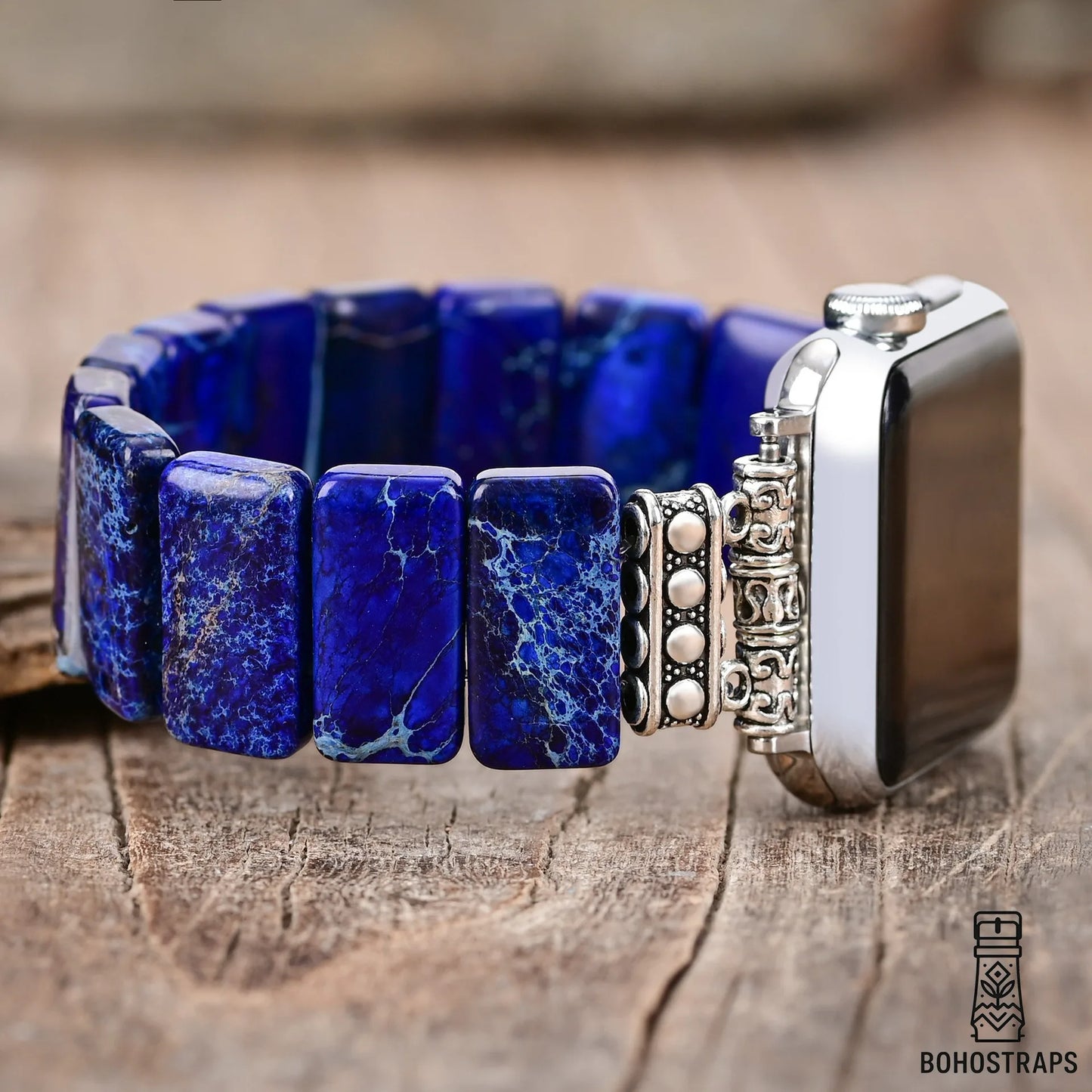 Dark Navy Tibetan Jasper Stretch Apple Watch Strap