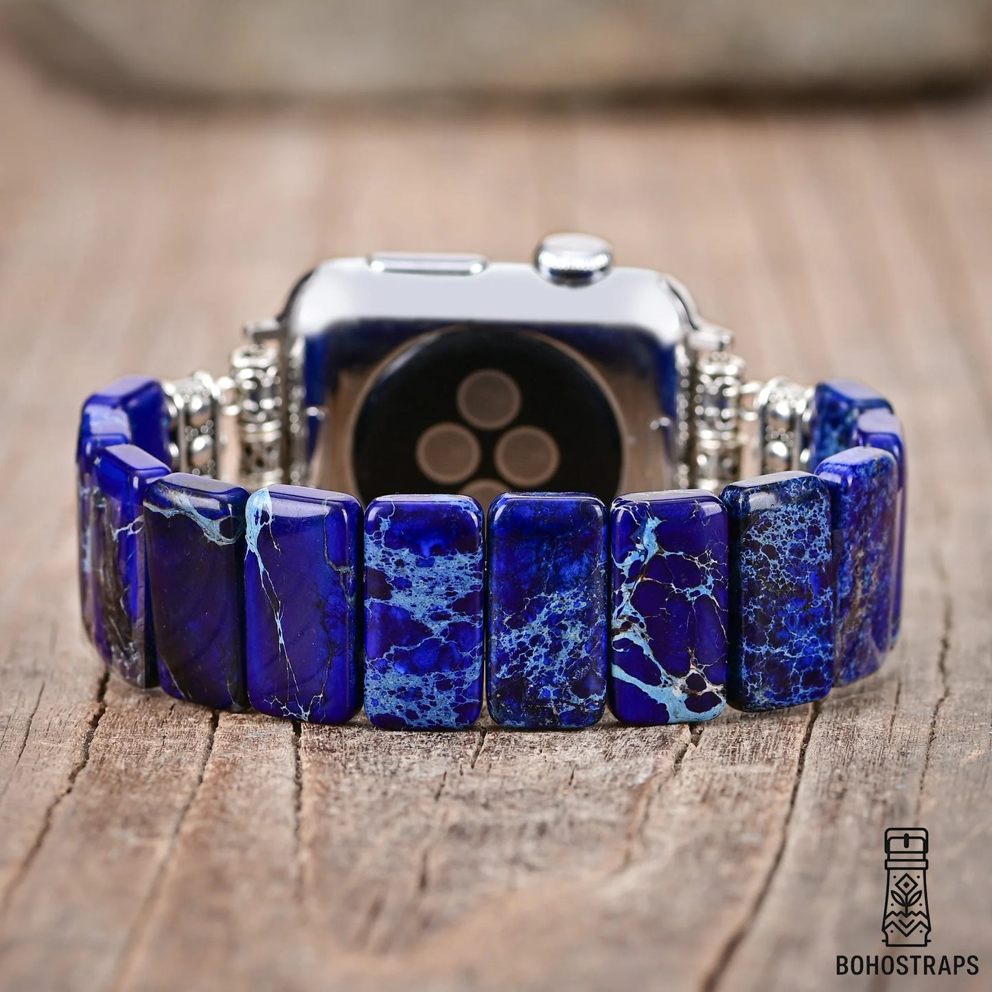 Dark Navy Tibetan Jasper Stretch Apple Watch Strap