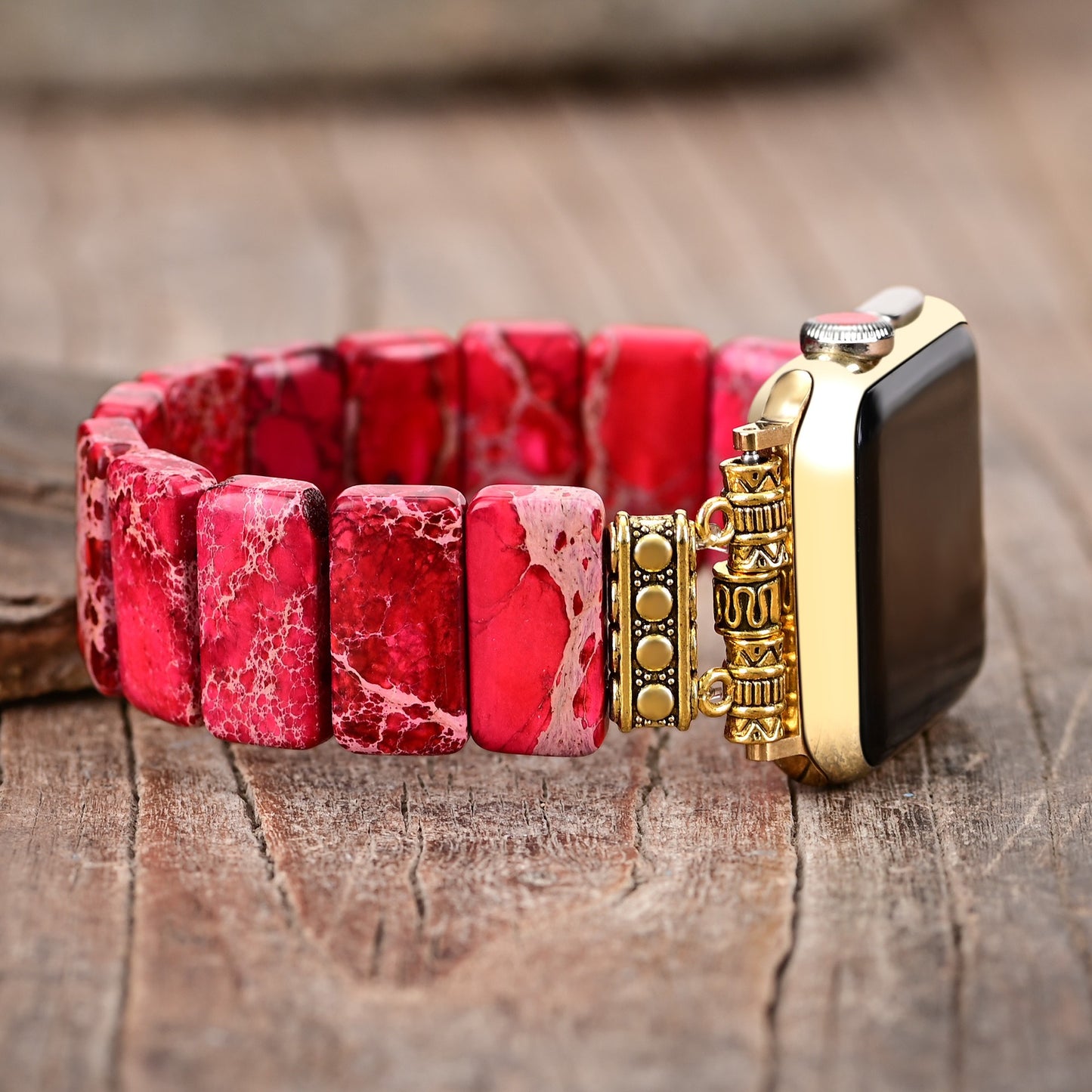 Scarlet Tibetan Jasper Stretch Apple Watch Strap