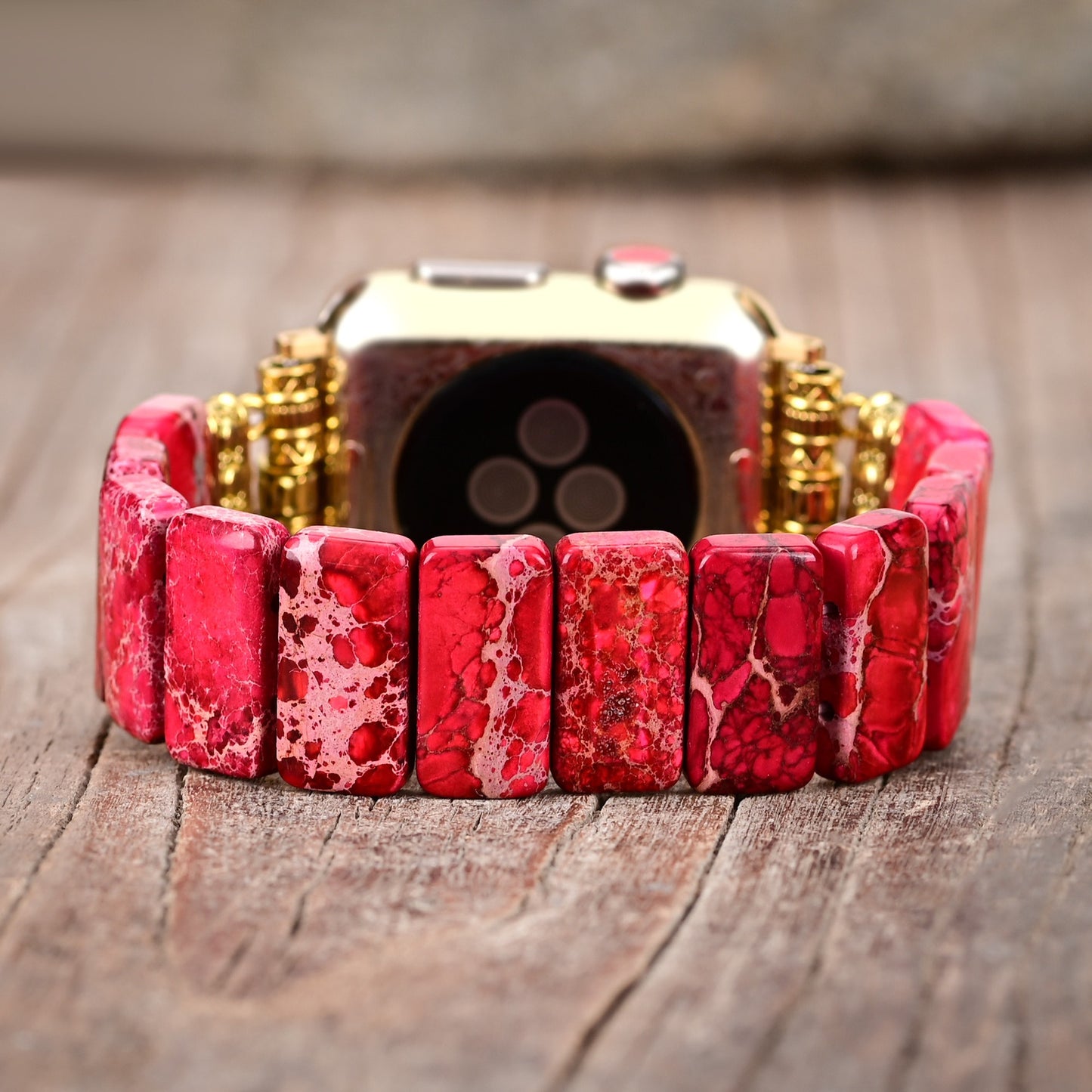 Scarlet Tibetan Jasper Stretch Apple Watch Strap