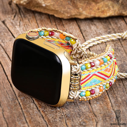 Golden Sunrise Boho Weave Watch Strap