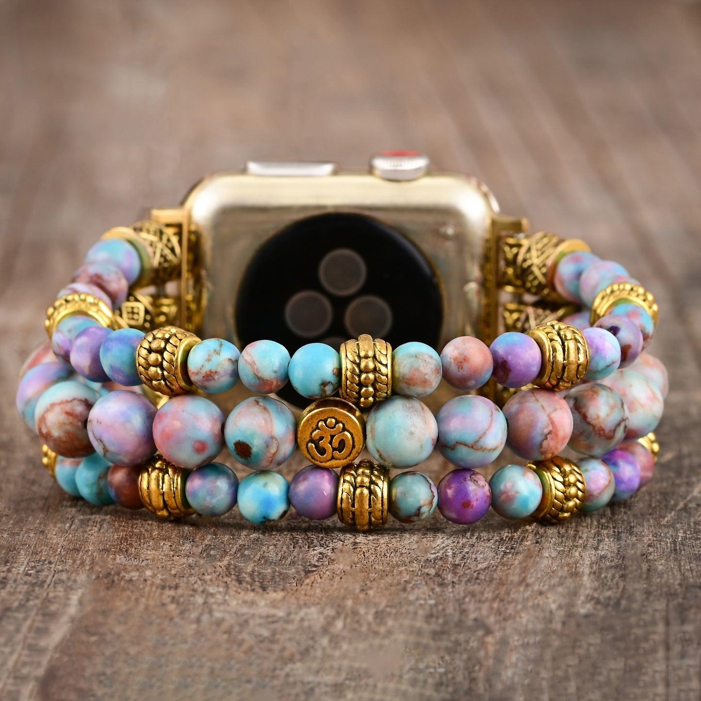 Intense Jasper Stretch Apple Watch Strap - Pink&Blue
