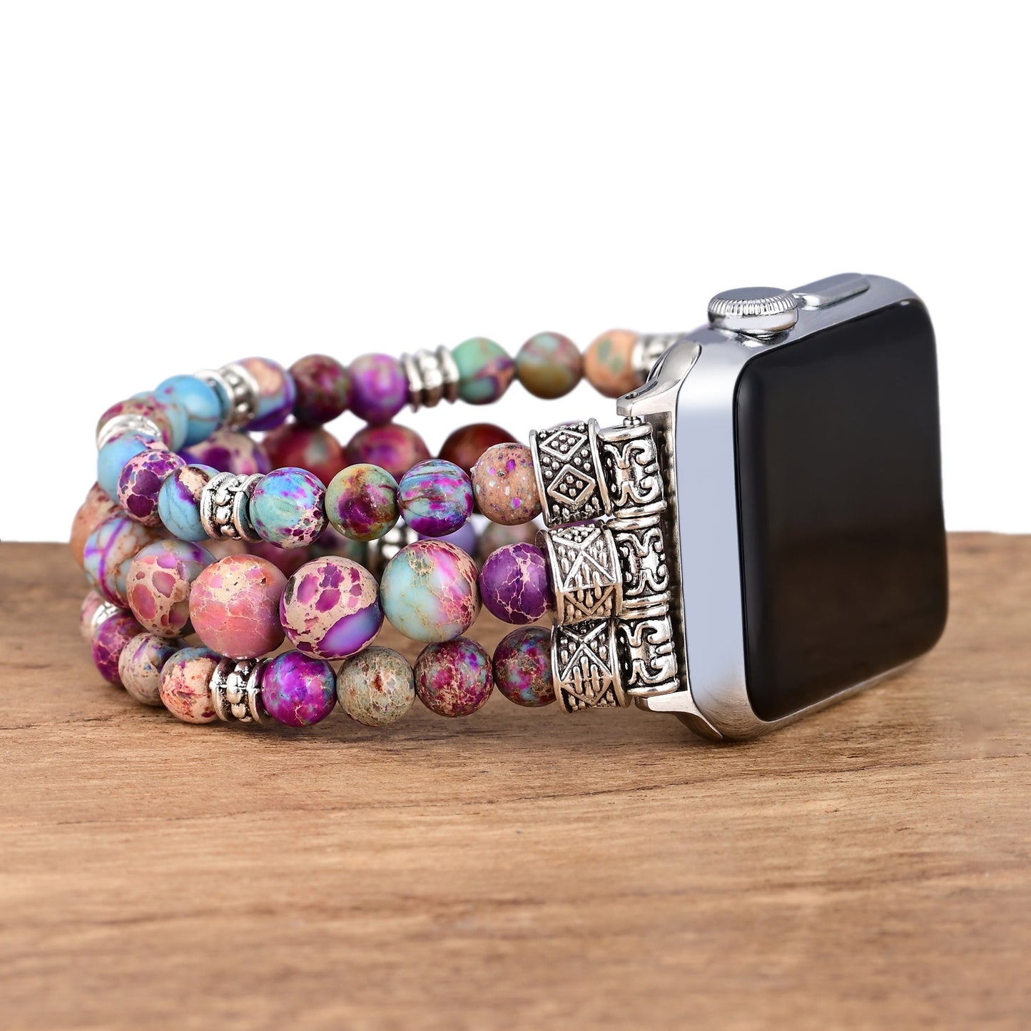 Intense Jasper Stretch Apple Watch Strap - Purple&Blue
