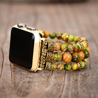 Intense Jasper Stretch Apple Watch Strap - Green