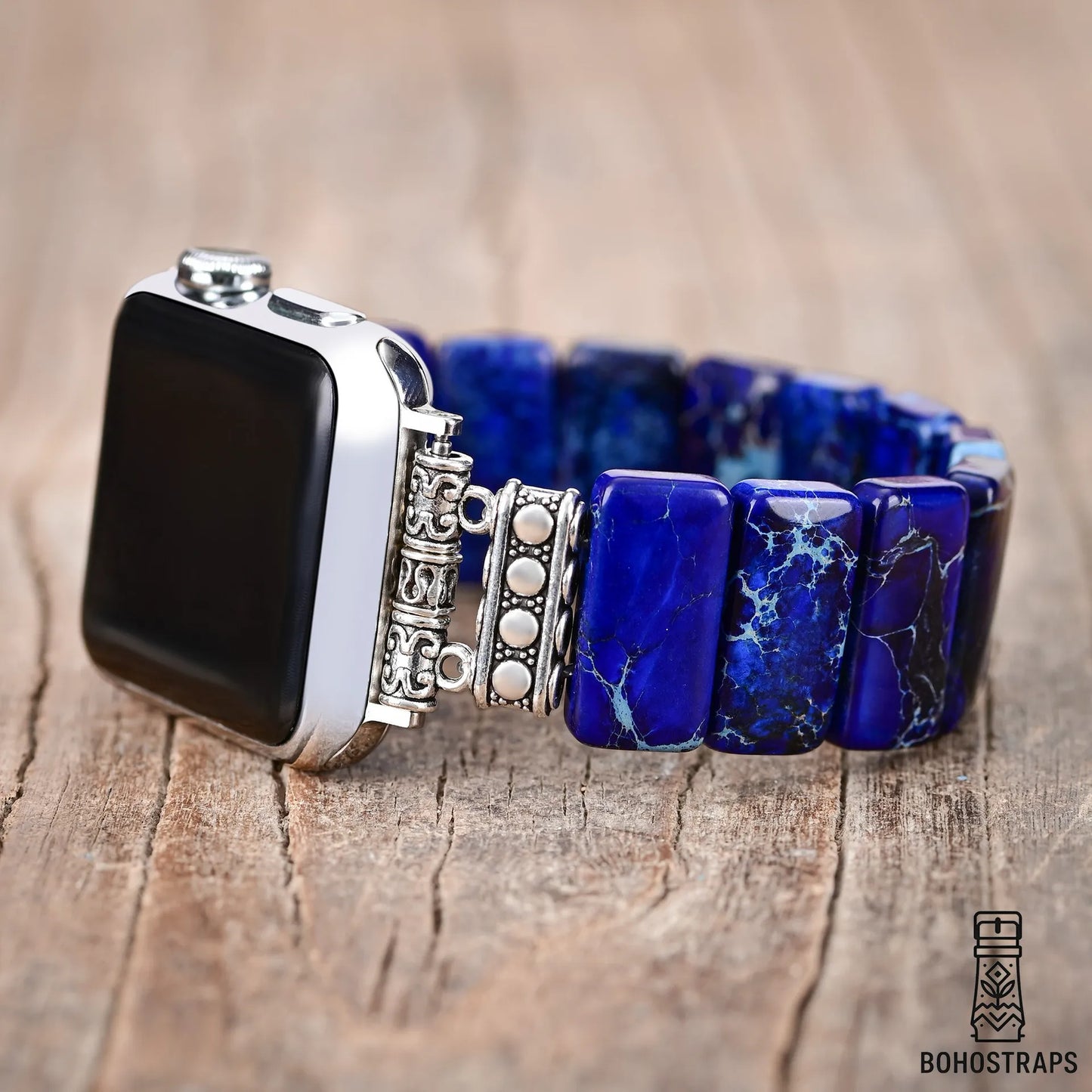 Dark Navy Tibetan Jasper Stretch Apple Watch Strap