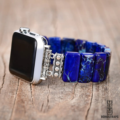 Dark Navy Tibetan Jasper Stretch Apple Watch Strap