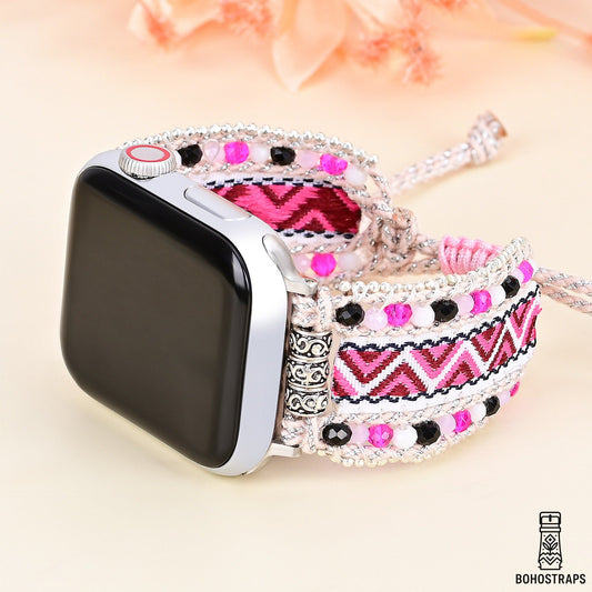 Tribal Pink Woven Apple Watch Strap