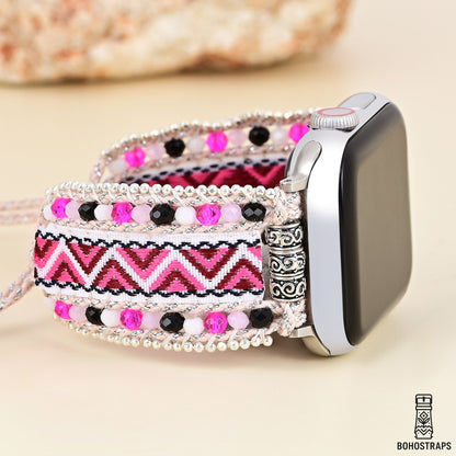 Tribal Pink Woven Apple Watch Strap