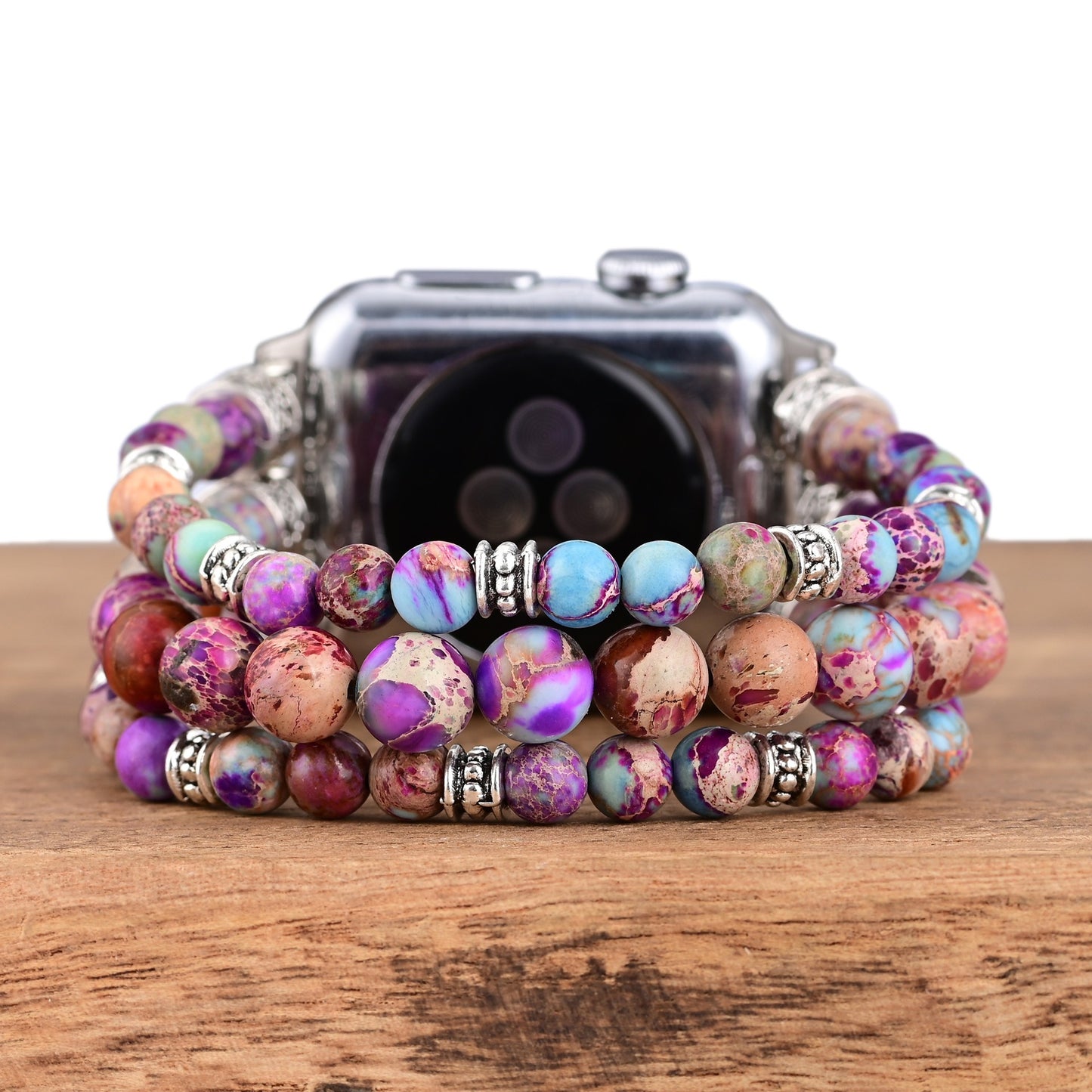 Intense Jasper Stretch Apple Watch Strap - Purple&Blue