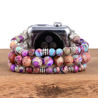 Intense Jasper Stretch Apple Watch Strap - Purple&Blue