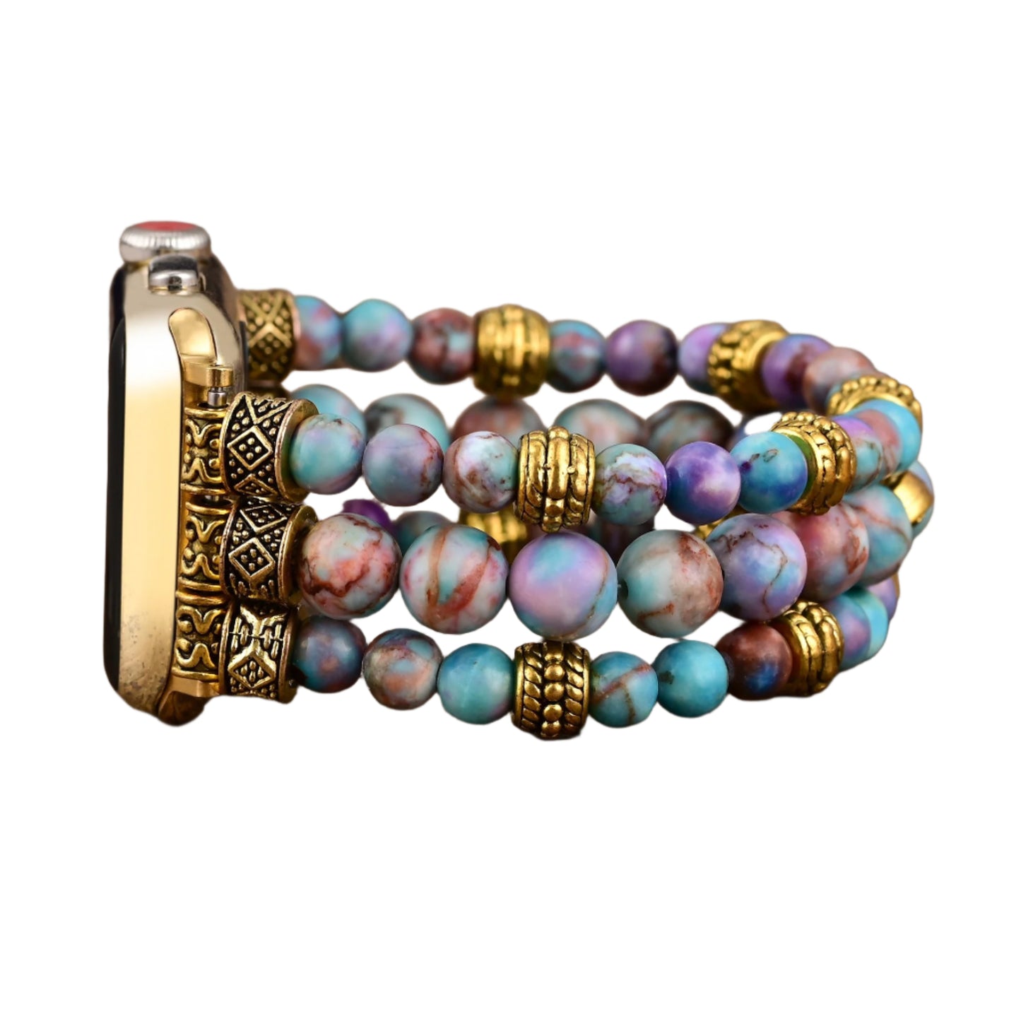 Intense Jasper Stretch Apple Watch Strap - Pink&Blue