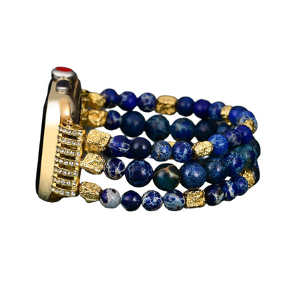 Intense Jasper Stretch Apple Watch Strap - Blue