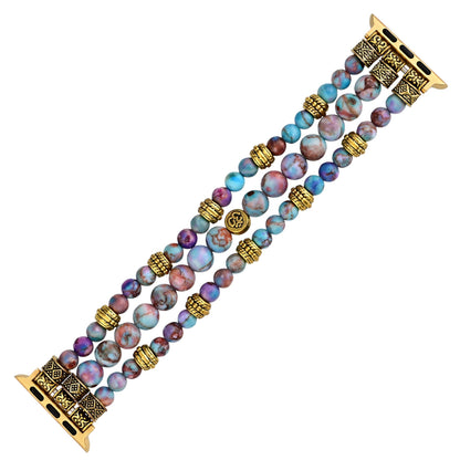 Intense Jasper Stretch Apple Watch Strap - Pink&Blue