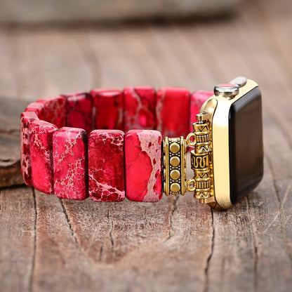 Scarlet Tibetan Jasper Stretch Apple Watch Strap