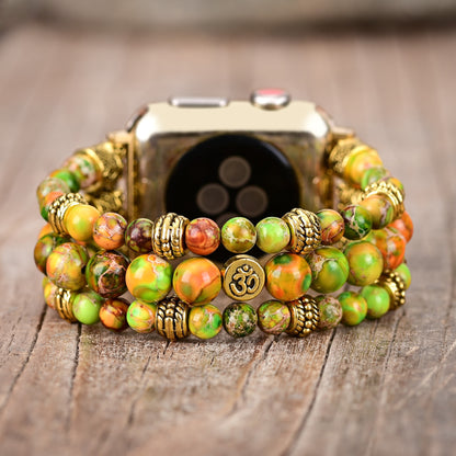Intense Jasper Stretch Apple Watch Strap - Green