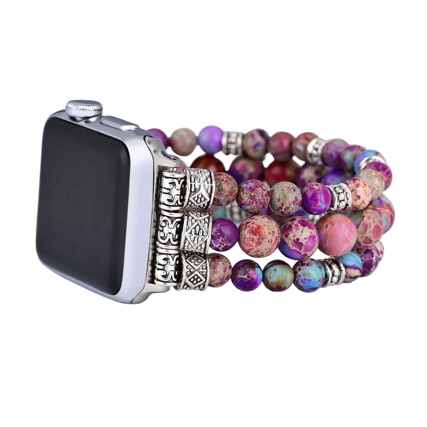 Intense Jasper Stretch Apple Watch Strap - Purple&Blue