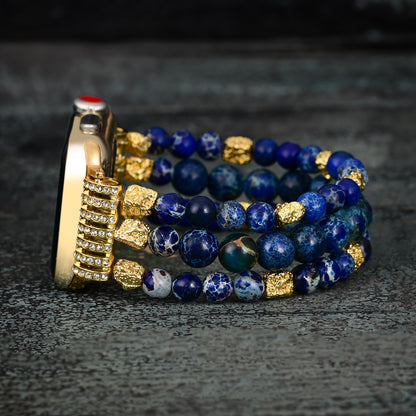 Intense Jasper Stretch Apple Watch Strap - Blue