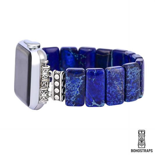 Dark Navy Tibetan Jasper Stretch Apple Watch Strap