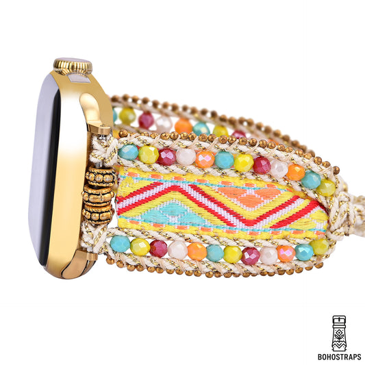 Golden Sunrise Boho Weave Watch Strap