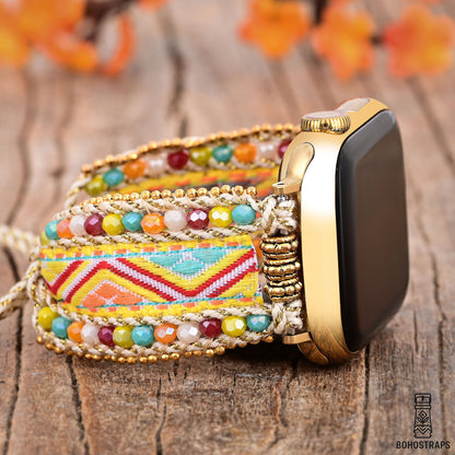 Golden Sunrise Boho Weave Watch Strap