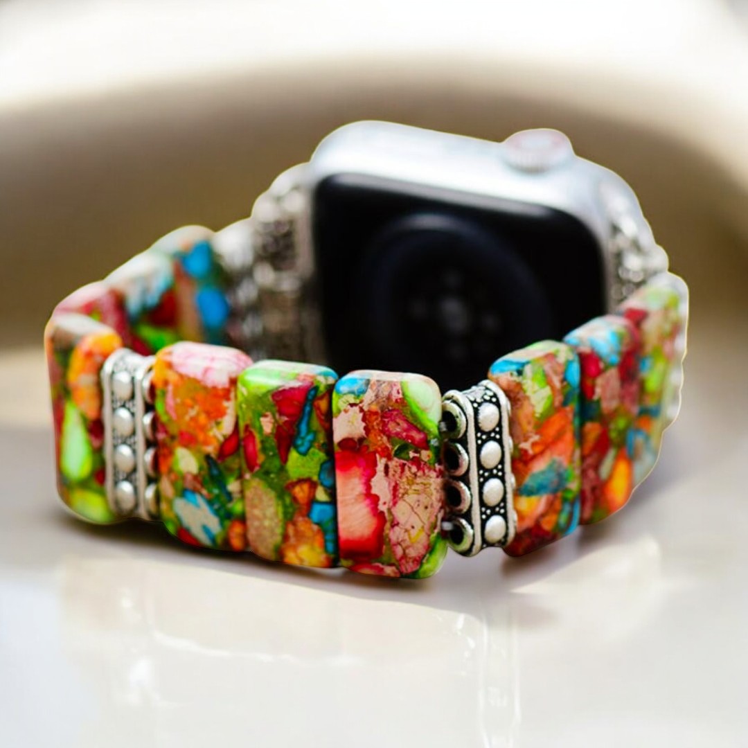 Chic Flower Mottled Stretch Apple Watch Strap