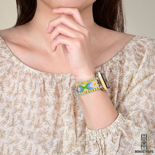 Pastel Meadow Boho Weave Watch Strap