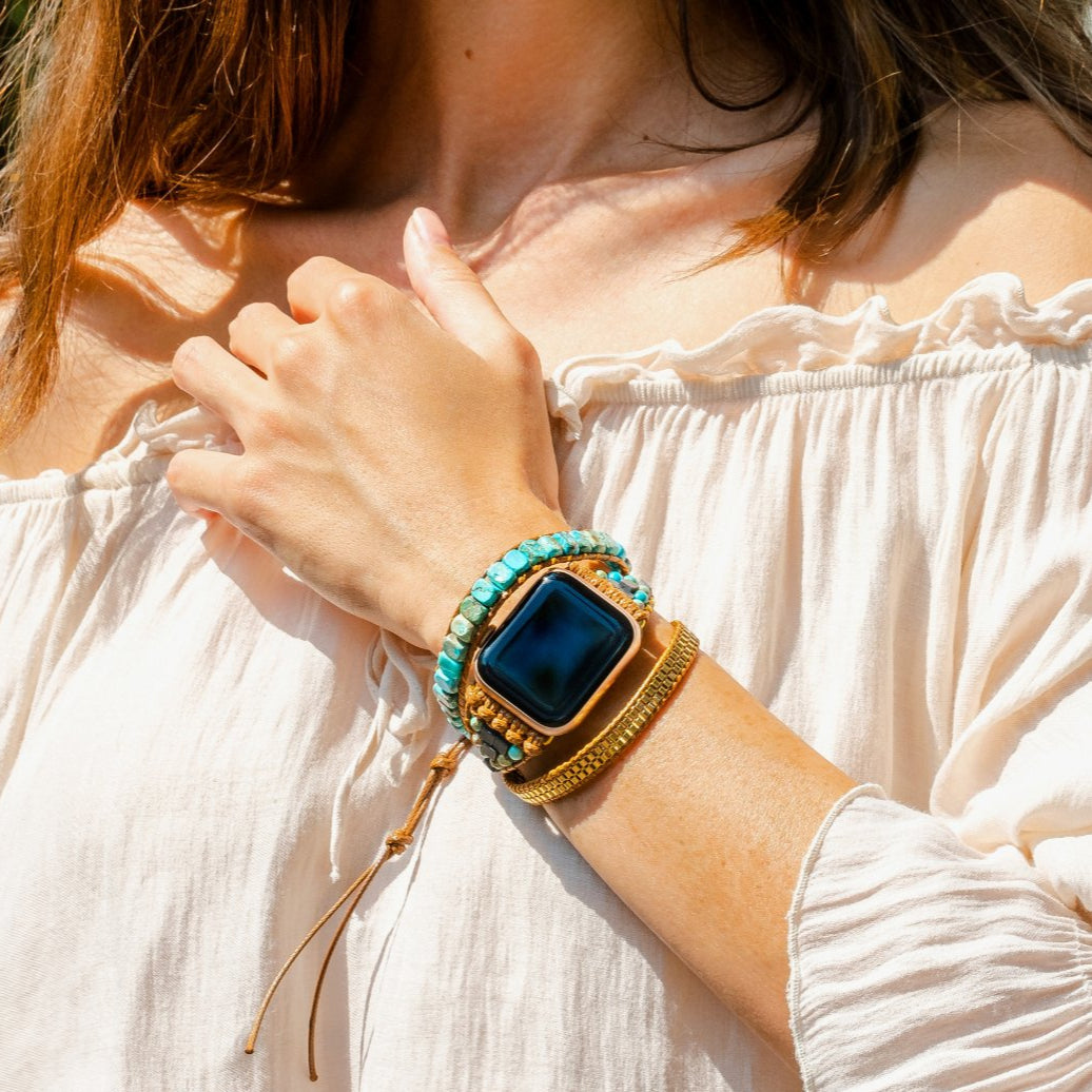 Turquoise Calming Energy Apple Watch Strap - Cape Diablo